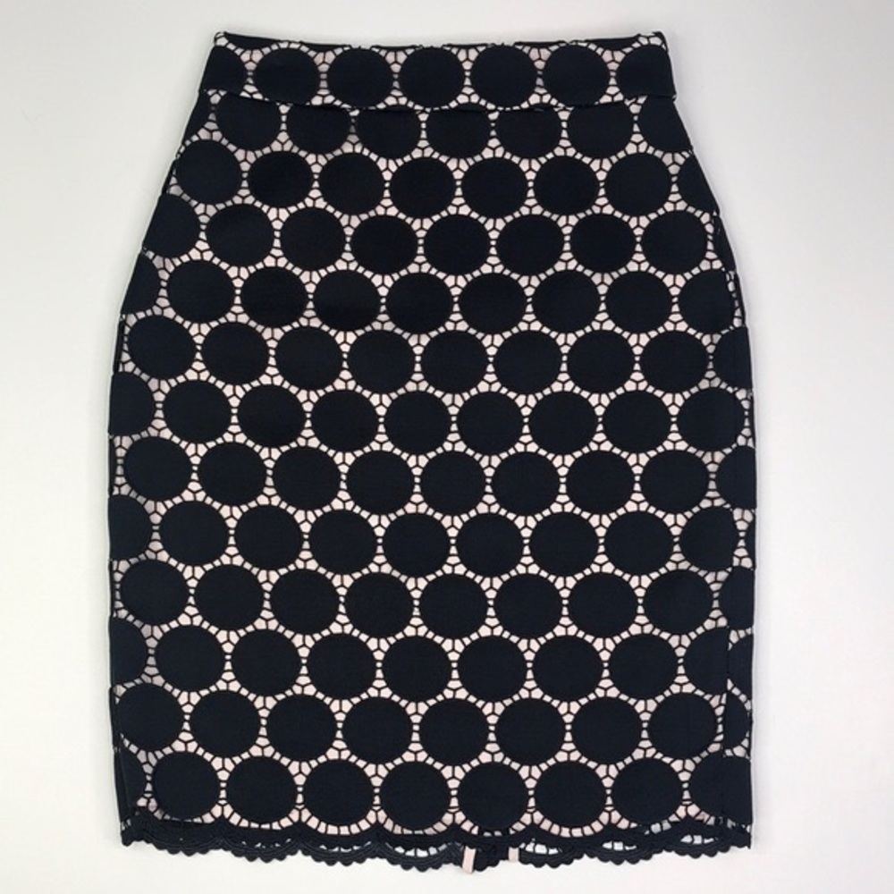KATE SPADE Navy Pink Lace Pencil Skirt sz 0 - Picture 2 of 10